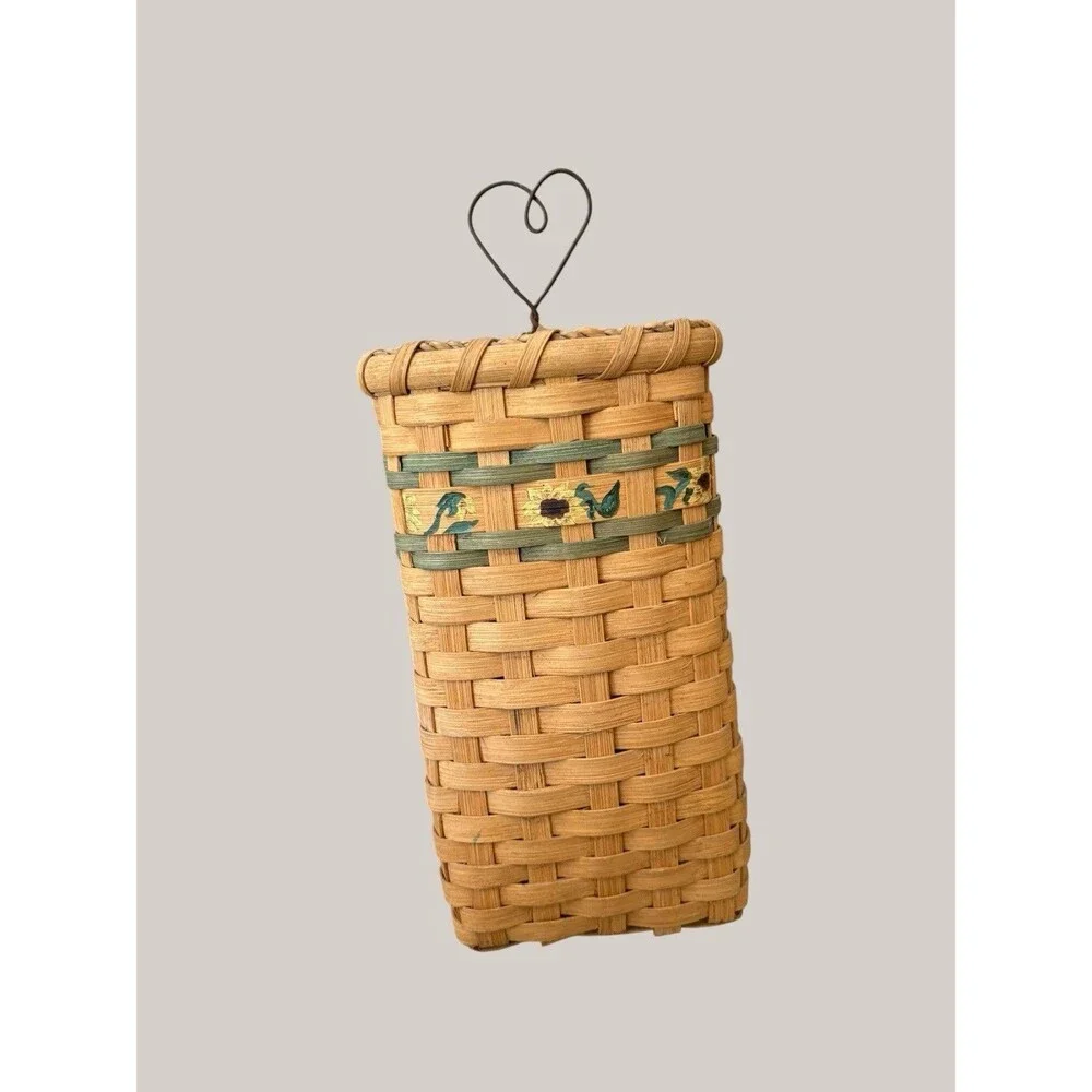 Handmade Wicker Wall Pocket Basket Made In 1997 Measures 9.5”
